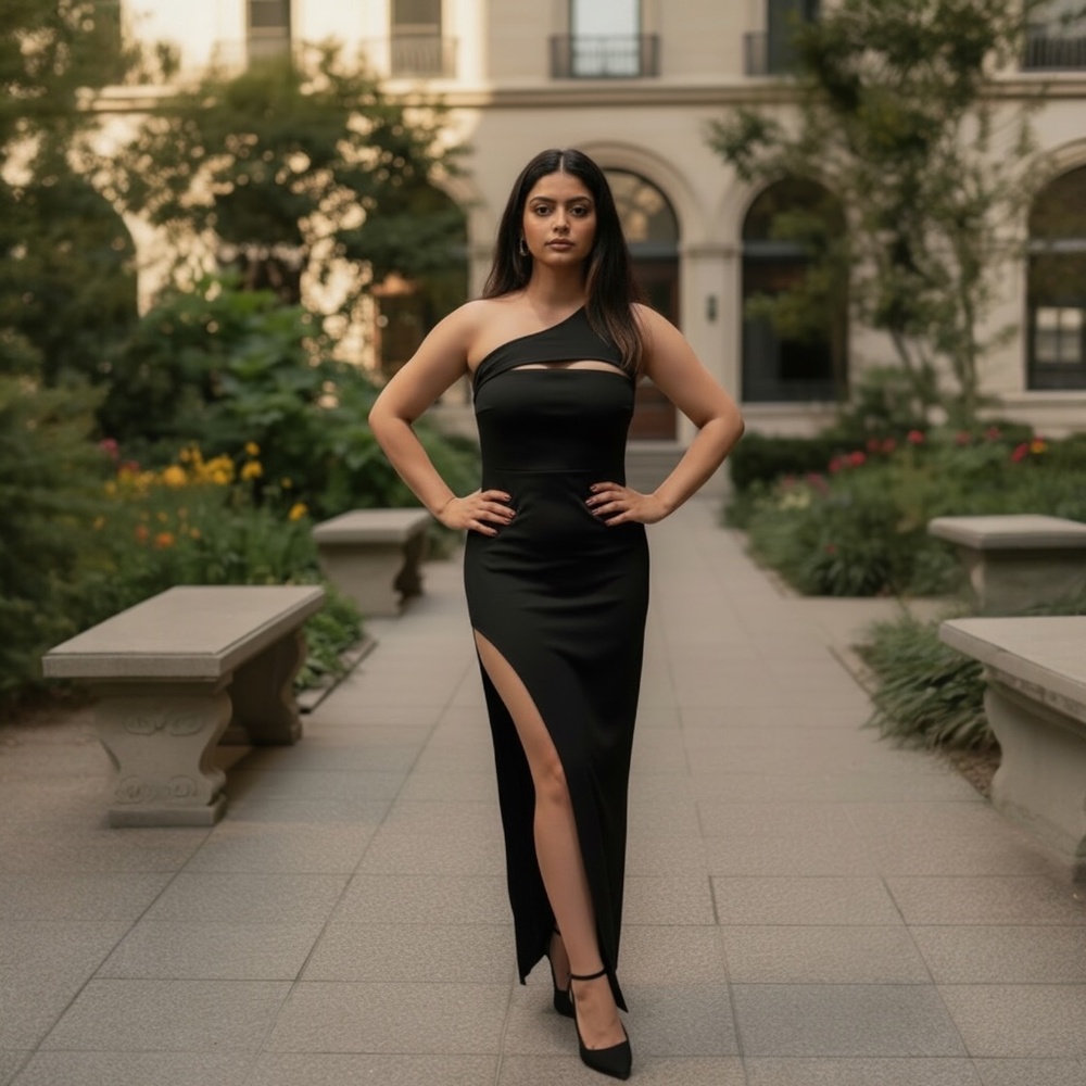 Windsor Mayven Formal Chic Maxi Dress One Shoulder Elegant Glam Red Carpet L